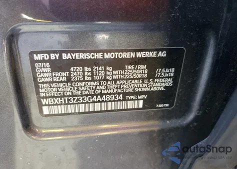 2016 BMW X1 xDrive28I from USA, damaged, VIN WBXHT3Z33G4A48934